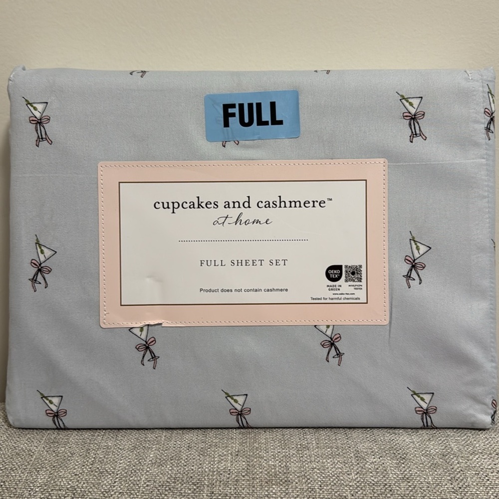 cupcakes & cashmere Full Sheet Set blue with Martini 🍸 Design